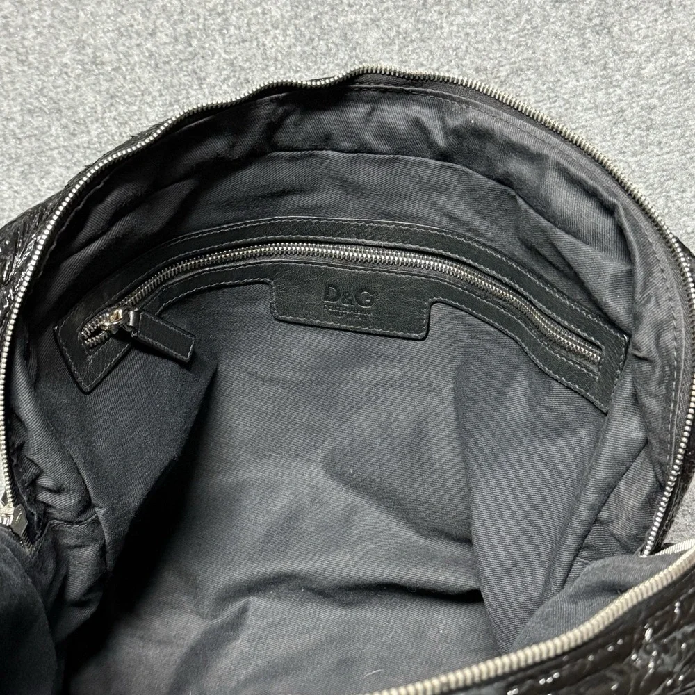 Dolce & Gabbana Briefcase Black Crinkle Leather Document Mens Business Bag